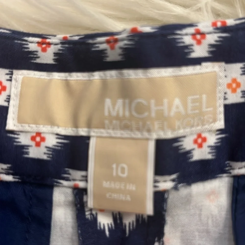 Michael Kors Prussian clementine print stretch cotton dress shorts 10
